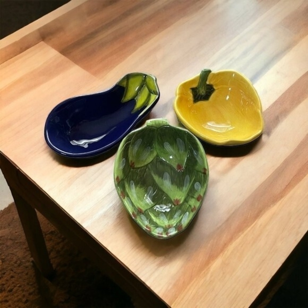 Boston Warehouse 2005 Ceramic Vegetable Serving Bowls Set Hand Painted Farmhouse